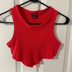 SHEIN Vibrant Red Ribbed Cropped Tank Top